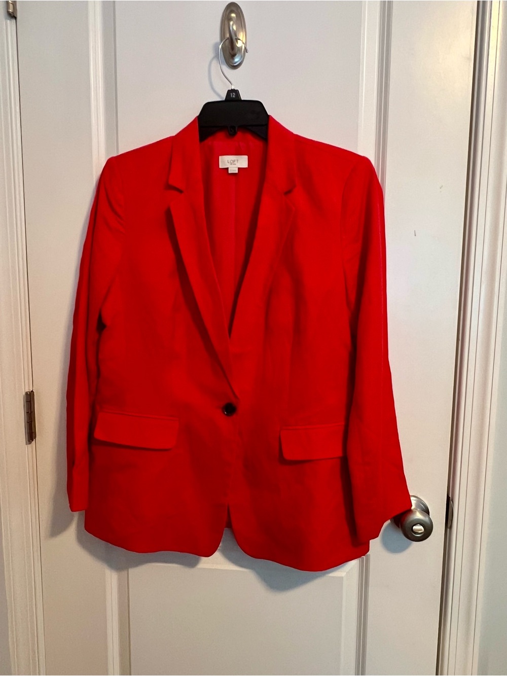LOFT Red Single-Button Tailored Linen Blend Blazer